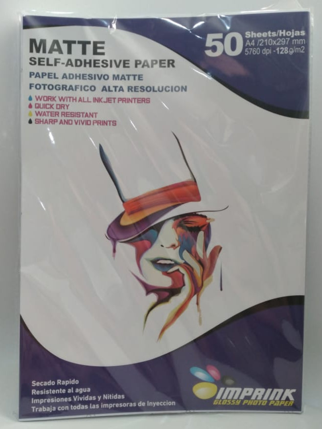 Papel Adhesivo Matte a4