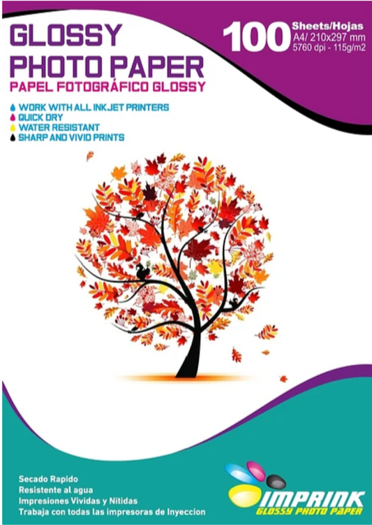 Papel Fotográfico a4 Glossy 115 grs