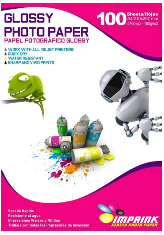 Papel Fotográfico A4 Glossy 180 grs