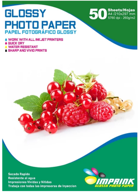 Papel Fotográfico Glossy a4 260 grs