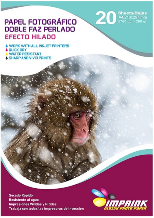 Papel Foto Doble faz Perlado efecto hilado A4 260grss