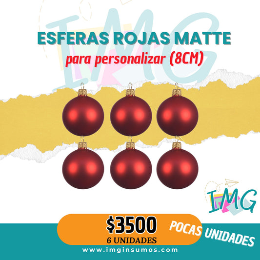 ESFERAS ROJAS MATTE 8CM