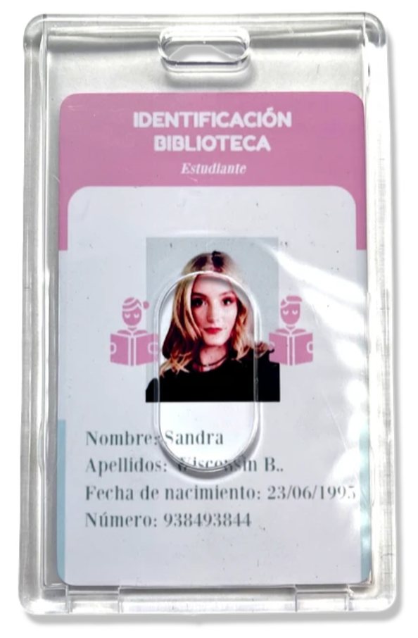 Portacredencial acrilico transparente